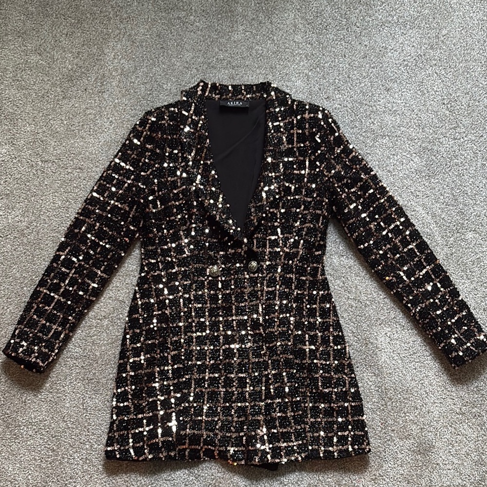 AKIRA Sequins Blazer Dress w/ Tailored Fit